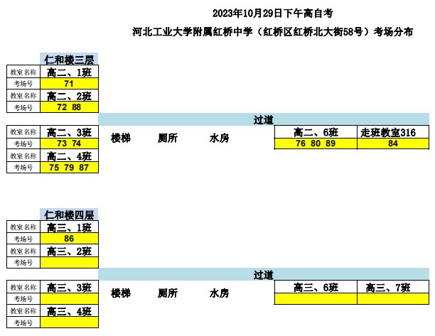 2023年下半年天津市红桥区河北工业大学附属红桥中学自考考点考场示意图8 2023年下半年天津市红桥区河北工业大学附属红桥中学自考考点考场示意图8