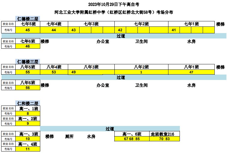 2023年下半年天津市红桥区河北工业大学附属红桥中学自考考点考场示意图7 2023年下半年天津市红桥区河北工业大学附属红桥中学自考考点考场示意图7