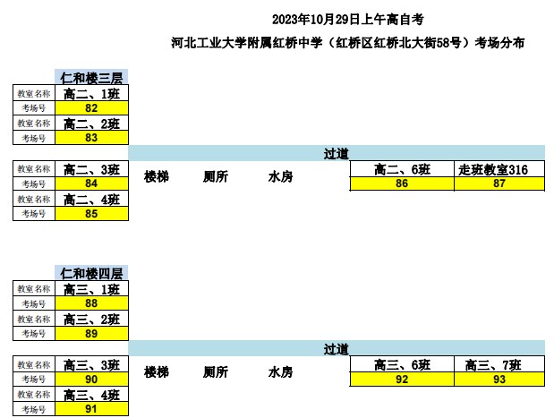 2023年下半年天津市红桥区河北工业大学附属红桥中学自考考点考场示意图6 2023年下半年天津市红桥区河北工业大学附属红桥中学自考考点考场示意图6