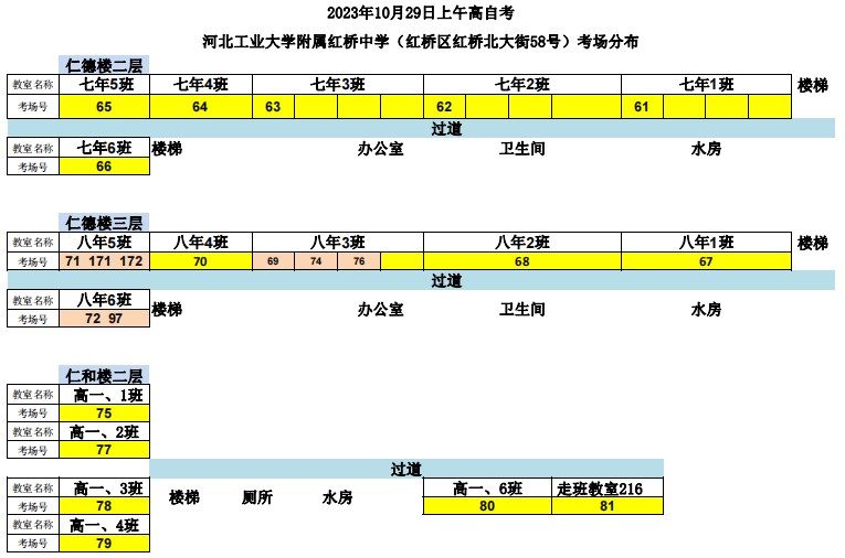 2023年下半年天津市红桥区河北工业大学附属红桥中学自考考点考场示意图5 2023年下半年天津市红桥区河北工业大学附属红桥中学自考考点考场示意图5