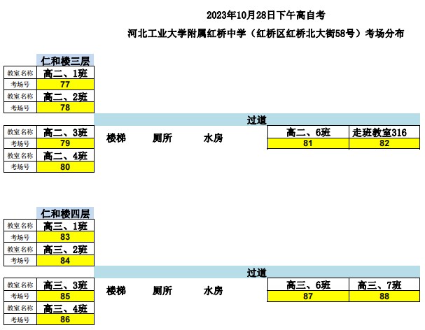 2023年下半年天津市红桥区河北工业大学附属红桥中学自考考点考场示意图4 2023年下半年天津市红桥区河北工业大学附属红桥中学自考考点考场示意图4