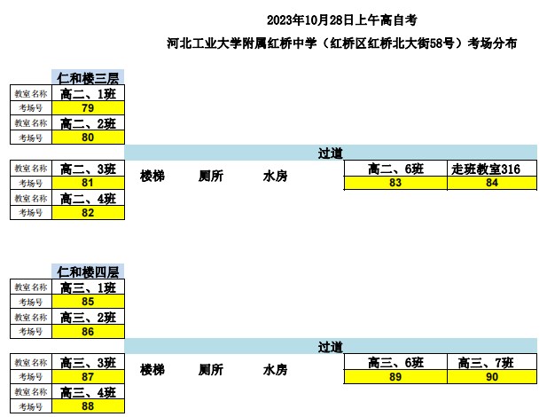 2023年下半年天津市红桥区河北工业大学附属红桥中学自考考点考场示意图2 2023年下半年天津市红桥区河北工业大学附属红桥中学自考考点考场示意图2