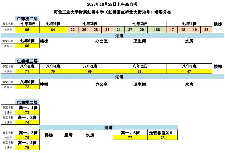 2023年下半年天津市红桥区河北工业大学附属红桥中学自考考点考场示意图1 2023年下半年天津市红桥区河北工业大学附属红桥中学自考考点考场示意图1